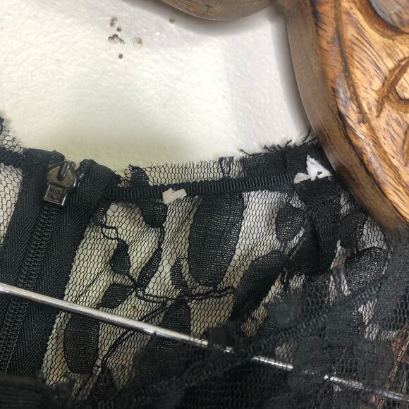 Anthropologie Byron Lars Carissima Dress Pencil Column Illusion Black Lace 0 - Picture 6 of 8